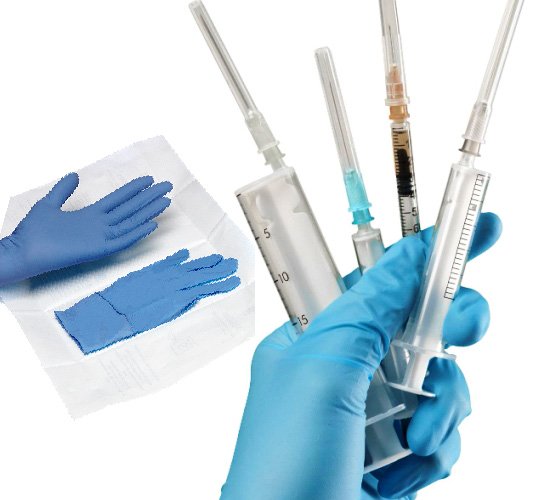 Silver hand Gloves, needles & syringes trading